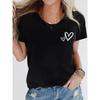 Cute Heart Print T-Shirt, Crew Neck Short Sleeve T-Shirt, Casual Sport Tops, Women's Clothing