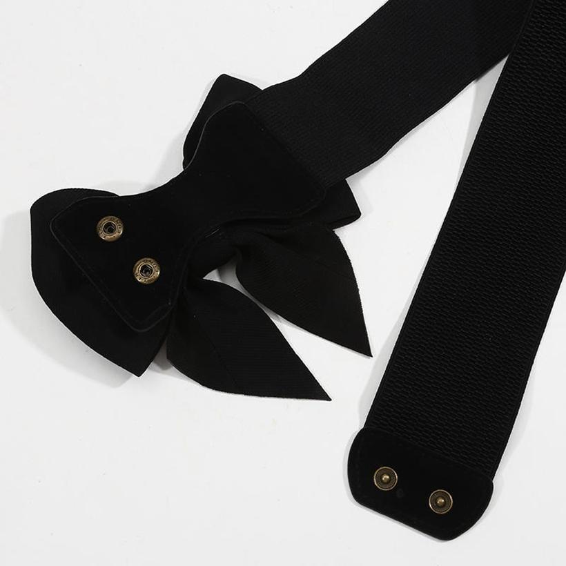 Vintage Bow Knot Elastic Waist Belt for Dress Women Elegant Stretchy Wide Waistband Cinch Belt