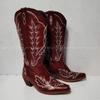 Fashion IPPEUM Red Western Cowboy Boots For Women Embroidered Pointed Toe Shoes Free Shipping Knee High Wide Calf Cowgirl Boots