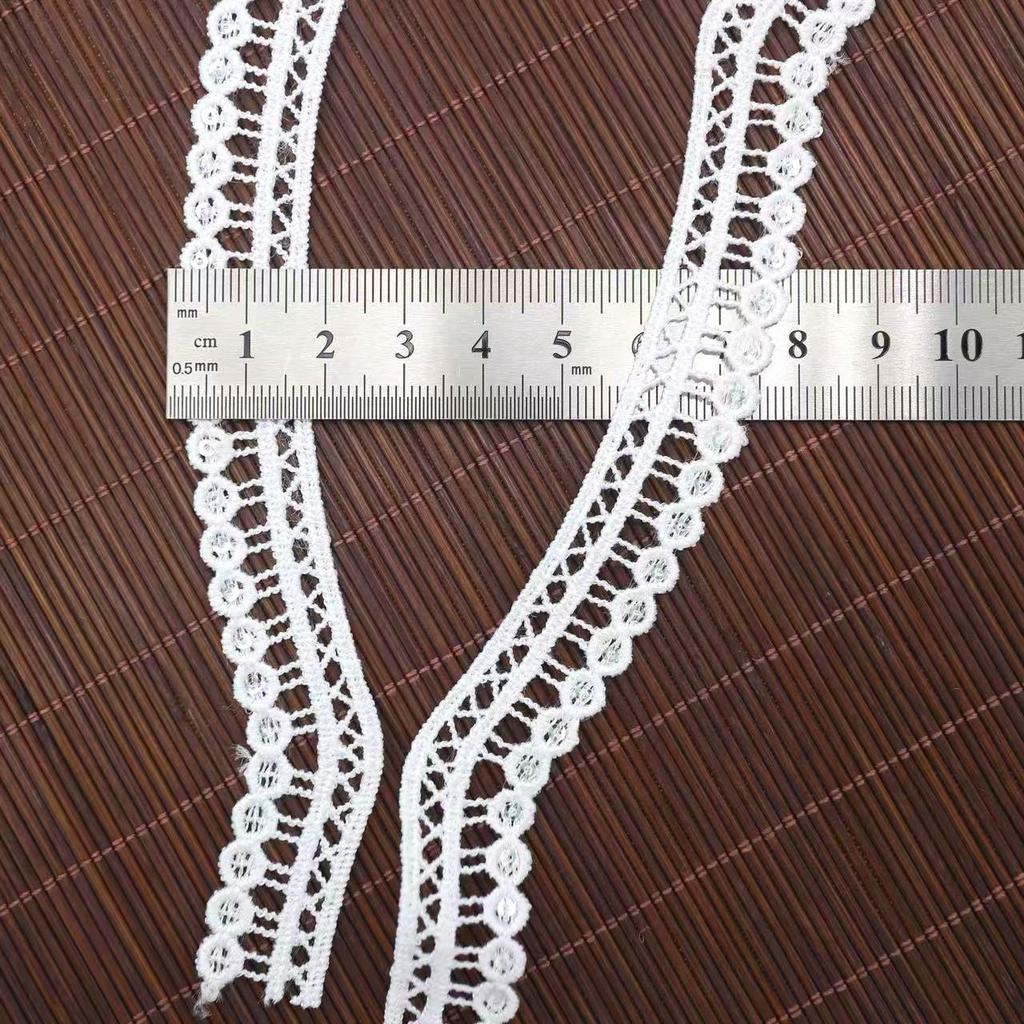 1.7Cm Barcode Lace Accessories Polyester Ribbon Beads Water-Soluble Embroidery, Curved Lace Wavy Lace