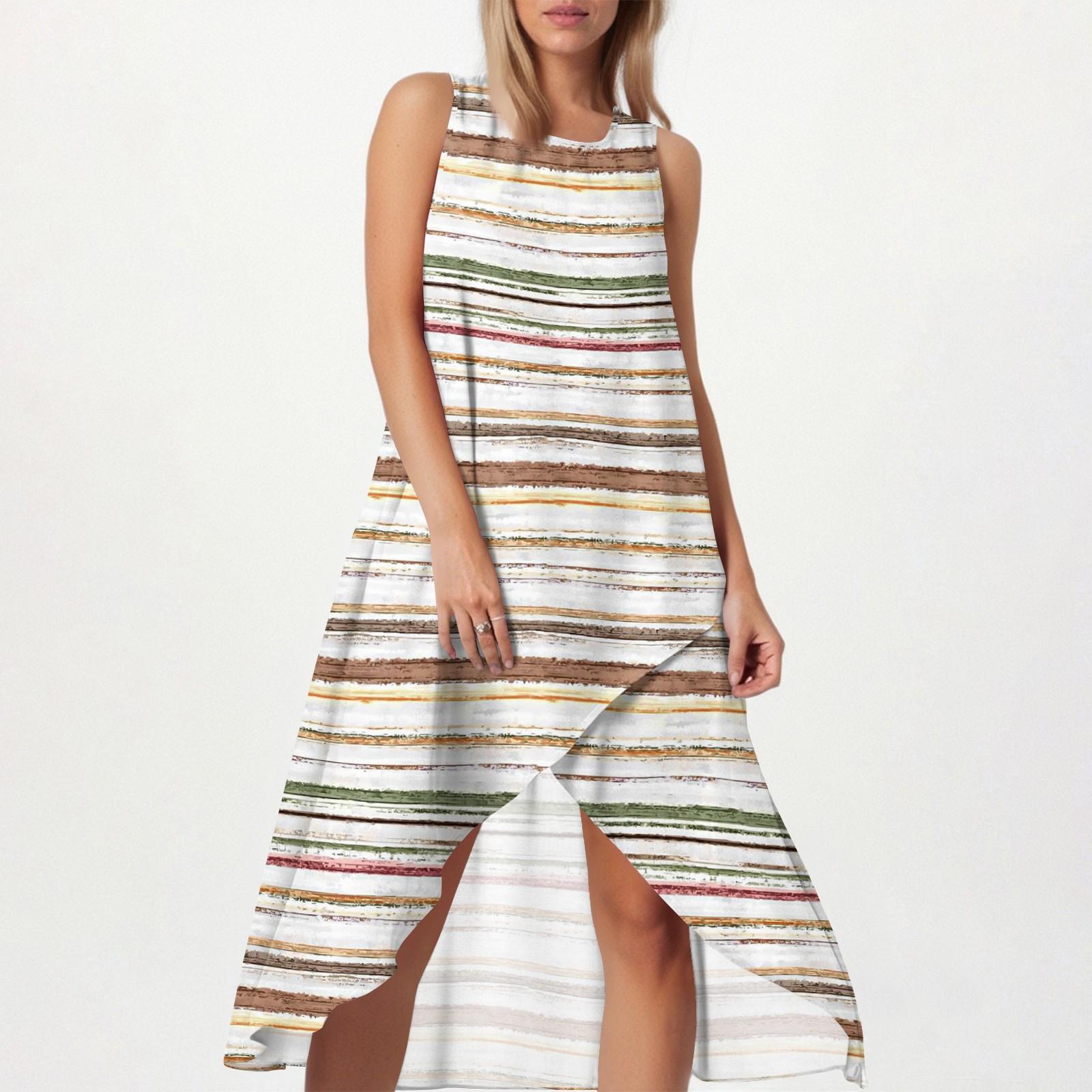 

Женское свободное повседневное модное платье с квадратным круглым вырезом, однотонное, пляжная юбка с разрезом сбоку, без рукавов, юбка из хлопка и льна XL белый