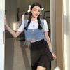 Stylish Elegance Fashion Female Casual Vest Short Denim Small Camisole Female Straps Design Sense Outside Wear Undershirt Stacking Tops Female