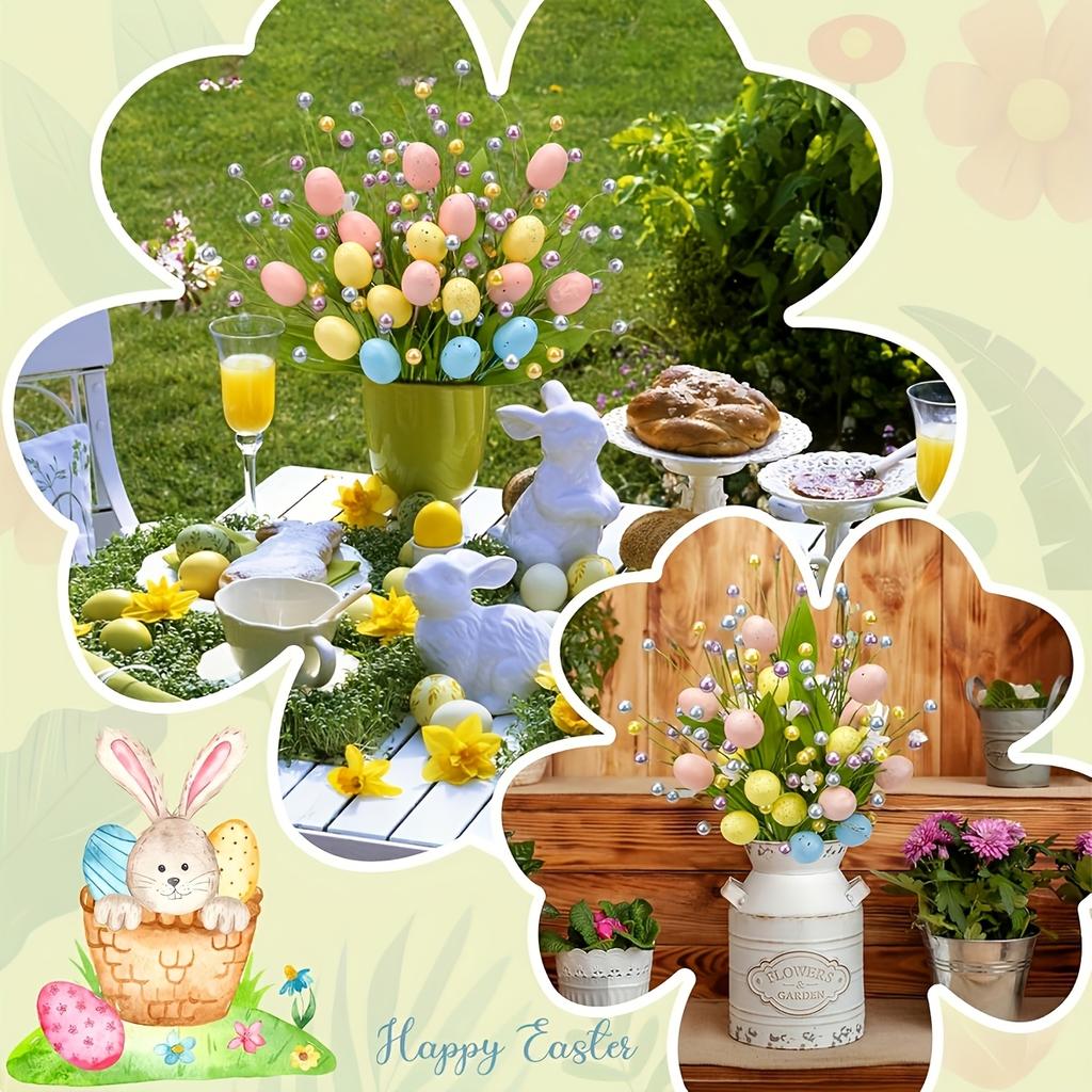 1pc Artificial Easter  with Soft Eggs and Berries Spring Flower Picker Party Decoration Home Vases and Central Table Decorations