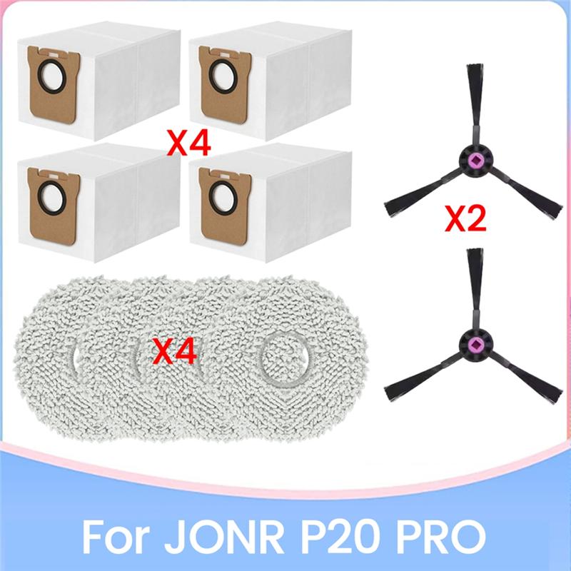 A78E-10PCS For JONR P20 PRO Robot Vacuum Cleaner Replacement Accessories Side Brush Mop Cloth Dust Bags Household Cleaning