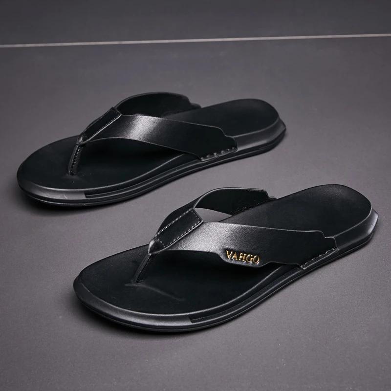 Pánské žabky móda plážová pantofle pravá kůže ležérní letní obuv žabky léto outdoorové balonky prodyšné pantuflaky