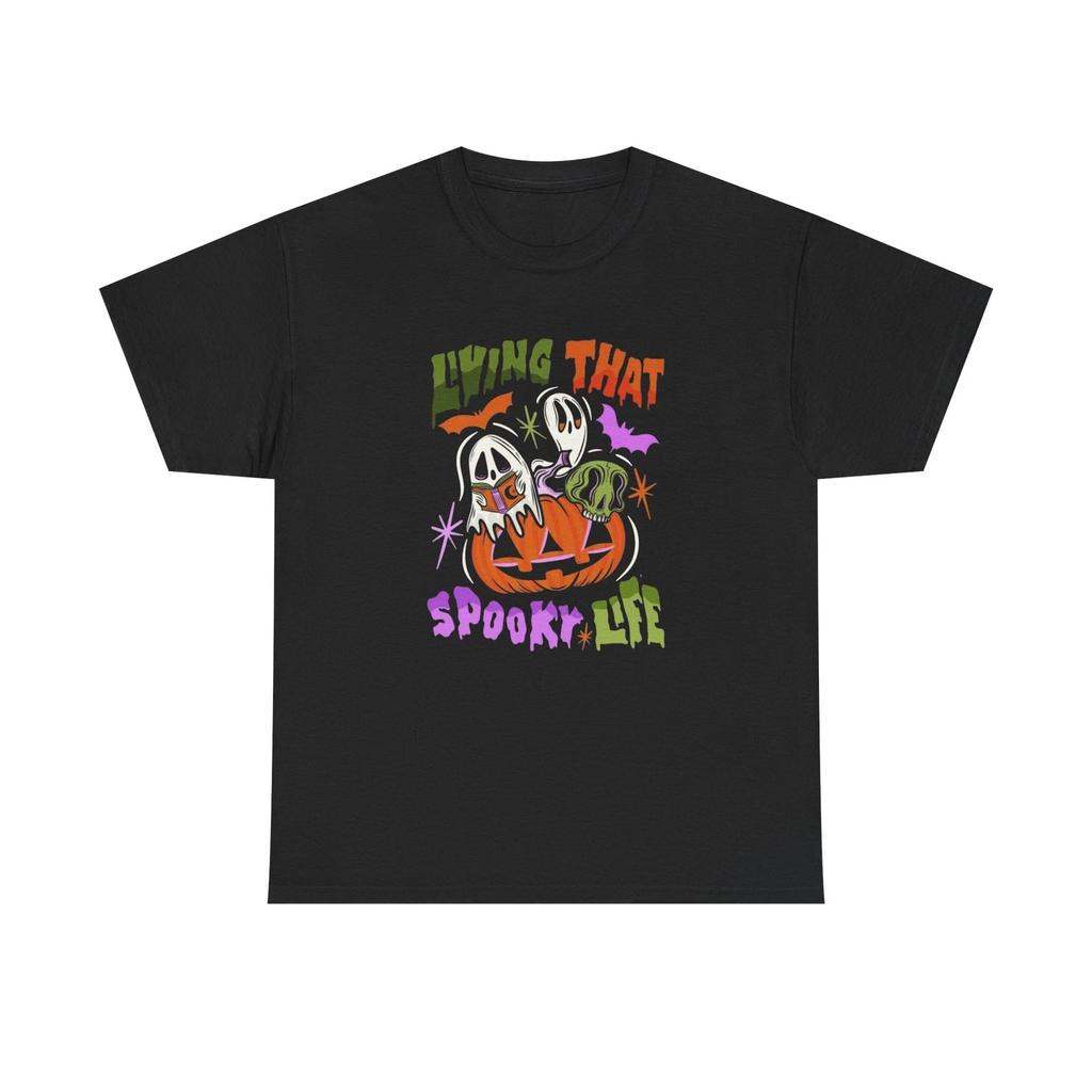 Living That Spooky Life Vintage Graphic T-Shirt, Unisex Cotton Shirt
