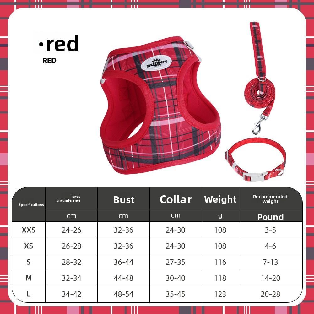 

Pet Harness Set With Collars And Leash For Small Dogs For Daily Walks 2XS красный