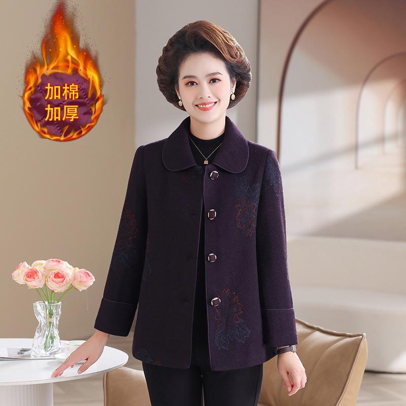 

Женская осенне-зимняя одежда лацкан шерстяная куртка зимний хлопок теплый шерстяной топ 5XL (145-80kg recommended) фиолетовый