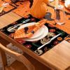 Halloween Table Placemats Chrysanthemum Skull Kitchen Table Mats Seasonal Table Mats 4pcs Kitchen Halloween Decoration Table