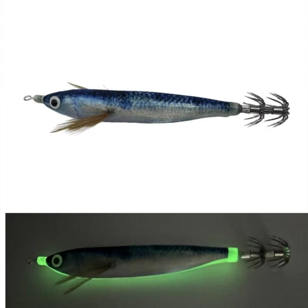 12cm Squid Jig Rattling Bead Hook Fishing Lures Luminous with Sound Beads Glowing Catching Hook
