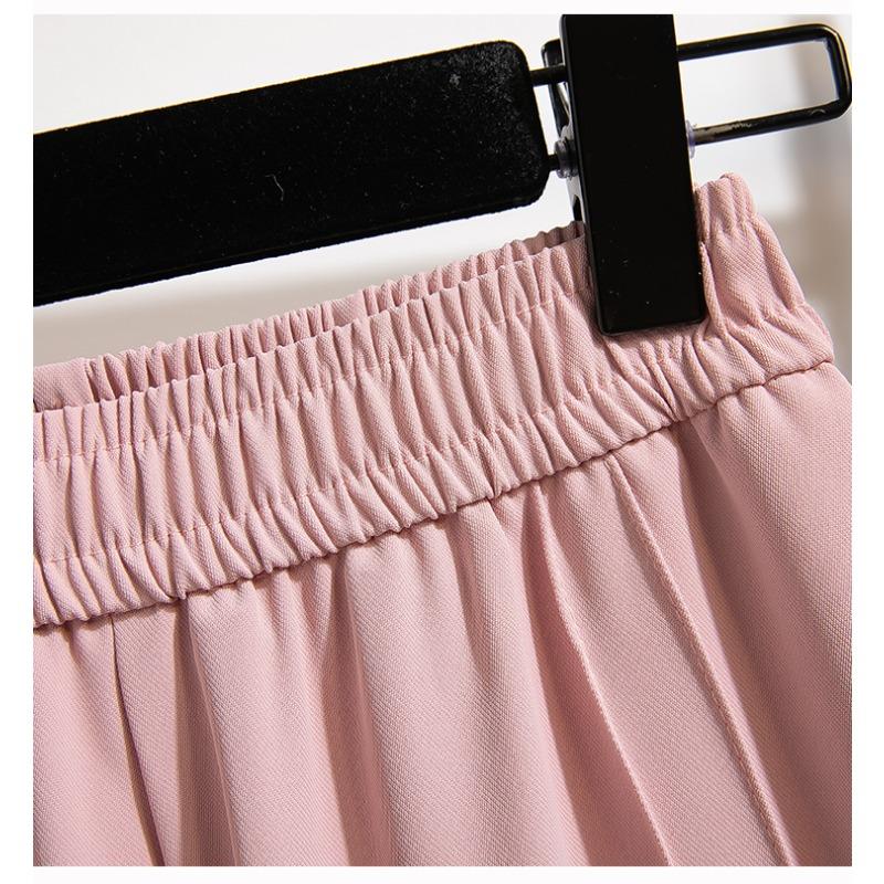DIMANAF 2026 Summer New Plus Size Women Long Pants Loose Casual Elastic Waist Fashion Lady Bottoms Clothing Solid