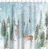 Winter Deer Shower Curtain Deer and Forest Snow Forest Tree Scene Snowflake Christmas Shower Curtain Bathroom Bathtub Curtain