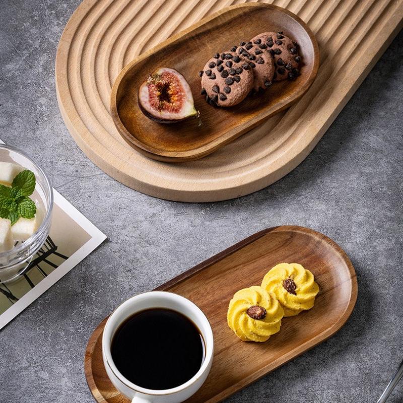 Creative Wooden Serving Tray - Multi-Functional Coffee Coaster & Plate, for Coffee Shops, Kitchens & Homes, for Teacups & Fruits