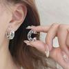 Sweet Polka Dot C Hoop Earrings with Clear Oil Drop Design - 925 Silver Needle