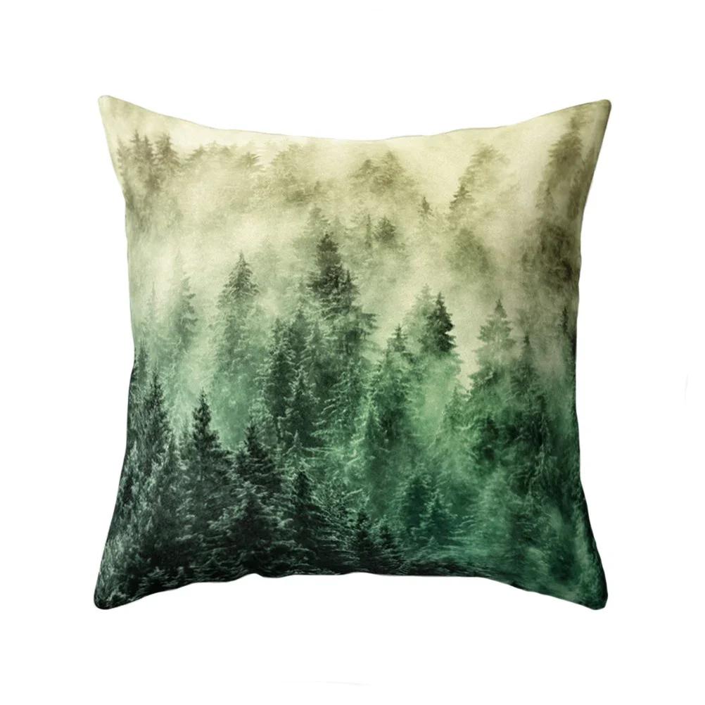 Hongbo 1 Pcs Pillow Case Colorful Oil Forest Painting Mountain Wave Polyester  Pillow Case Sofa Cushion Cover
