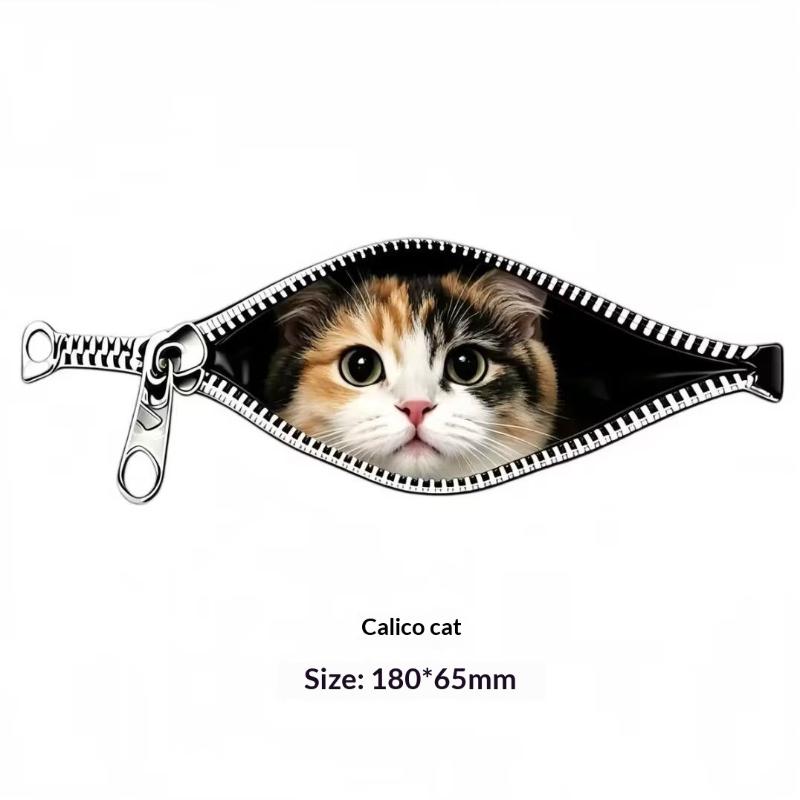 Cat Car Sticker Zipper Cat Puppet Teddy Border Collie Puppy Cute Creative Personality Pet Car Decorative Sticker 1Pc