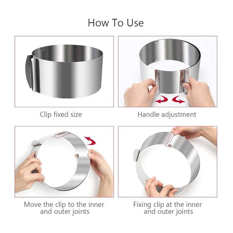 Einstellbare Mousse Ring & Kuchen Kragen Surround Film Futter Ring Formen 3D Runde Backform Küche Dessert Dekoration Werkzeuge