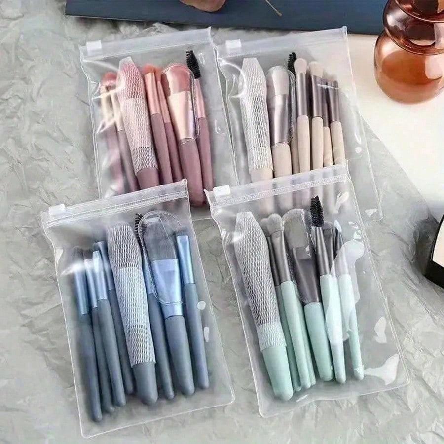 

8pcs Mini Multipurpose Makeup Brush Set, Professional Makeup Tools Kit For Blush, Highlighter, Eyeshadow, Powder чорний