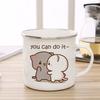 Nuovo gatto Peach e Goma Tazza smaltata Caffè Tazza da tè simpatico animale Colazione Dessert Tazza di acqua di latte regalo di coppia