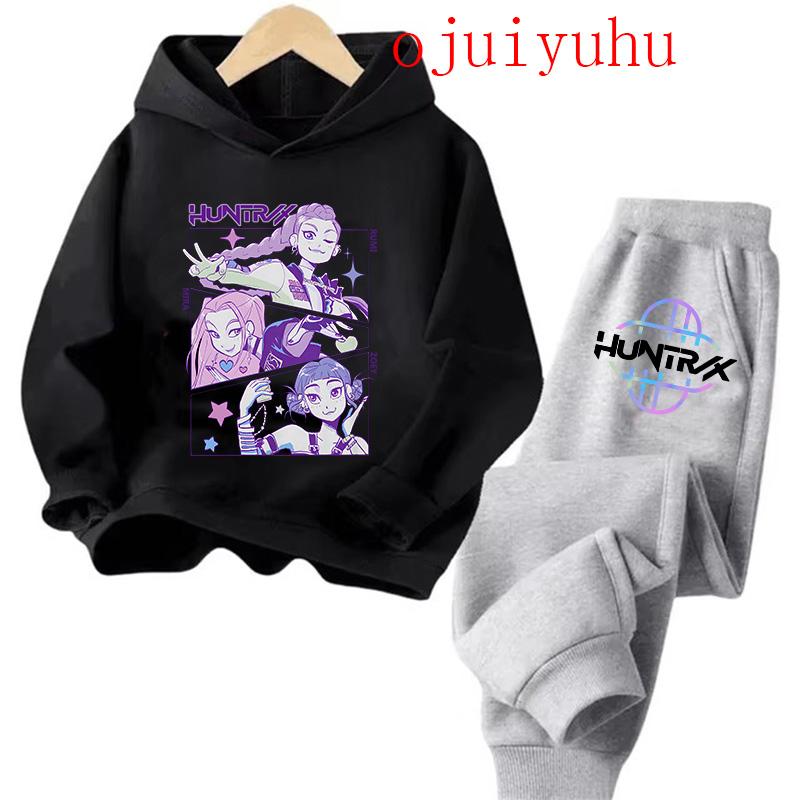Sets Kinder Hoodies Kpop Dämonenjäger Kawaii Pullover Sweatshirt Anime Trainingsanzug Cartoon Mädchen Junge Kinder Herbst Freizeitkleidung