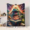 1pc Dinosaur Adventure Blanket Lightweight Flannel Blanket Throw Blanket For Sofa, Bed, Travel, Camping, Livingroom, Office, Couch, Chair, And Bed yy2