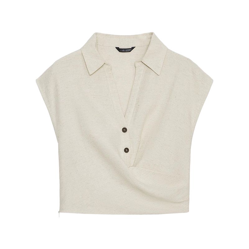 Zaprha 2025 New Arrival Pleated Decoration Minimalist V Neck Sleeveless Top Shirt Women's Silm Short 8026775