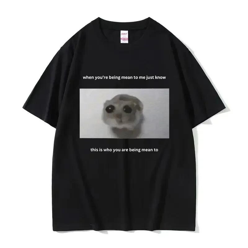 Funny Trendy Cute Kawaii Sad Hamster T Shirt  Women Summer Fashion Vintage Tee Shirt Casual T-shirt Streetwear