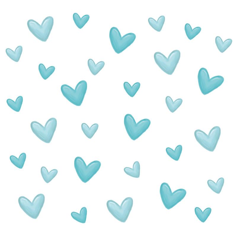 Süße Ästhetische Girly Minzgrüne Herz Wandaufkleber, Selbstklebende Deko für Schlafzimmer Wohnzimmer Dekoration