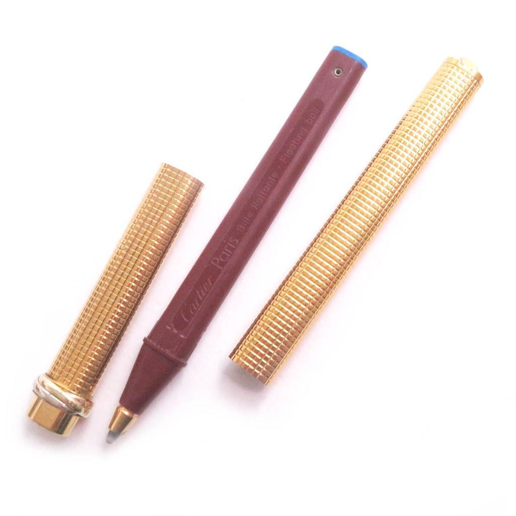 Cartier Ballpoint pen Block Check Trinity Cap Style gold mens Used