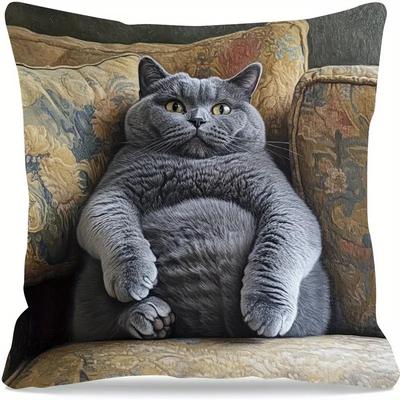 2 piezas Funda de almohada de felpa corta estilo bohemio vibrante 45x45cm Encantador gatito Decoración para sala de estar dormitorio (Relleno de almohada no incluido.)