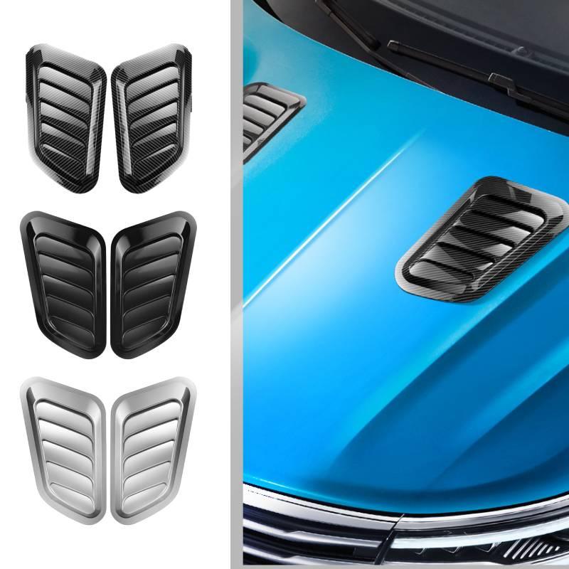 Car Hood Vent Cover Decoration Sticker Abs Material Black/silver/carbon Fiber Universal Fit
