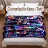 Music General Theme Soft Blanket Personalized Custom Name Text Print Warm Blanket Home Sofa Bedroom Decor