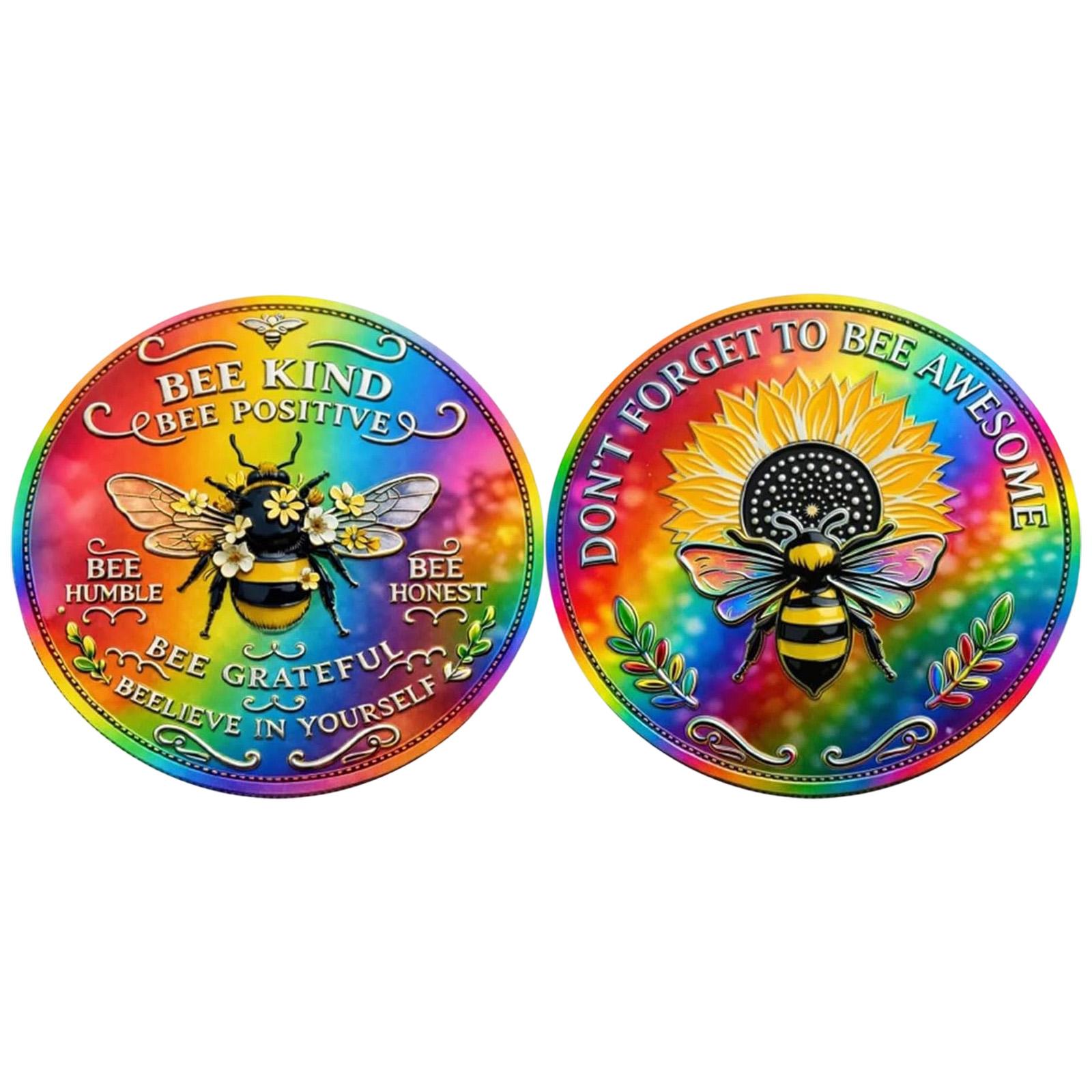 Bee Kind Positive Inspirational Commemorative Coin with Detailed Bee and Floral Design Motivational Collectible Coin for Encouragement and Kindness One Size