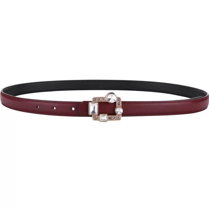 

Rhinestone-embellished top grain leather skinny belt - women s genuine leather waistband 100cm