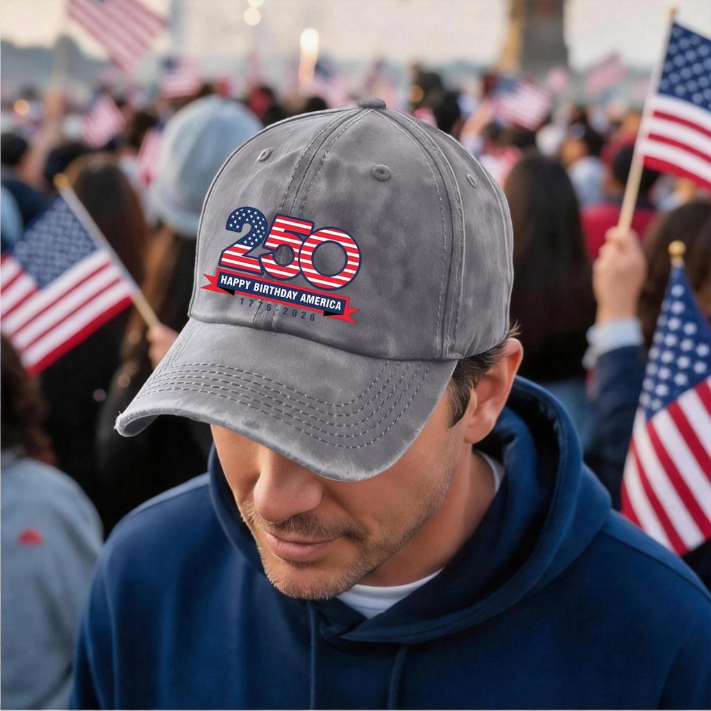 Men's and Women's Distressed Washed Casual Baseball Caps, Flag Letter Print Hats