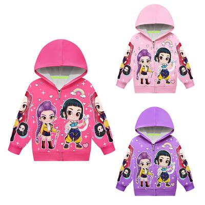 Kinder Mädchen POP Sängerin Rumi Zoey Mira Bedruckt Lässig Kapuzenreißverschluss Langarm Jacke Mantel