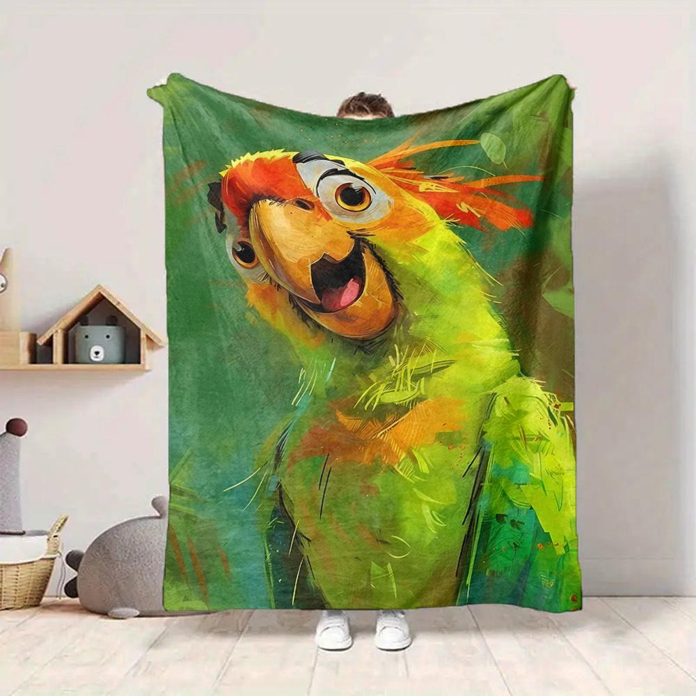1pc Parrot Jungle Print Blanket   Lightweight Flannel Throw Blanket For Sofa, Bed, Living Room, Office, Outdoor Travel, Camping
