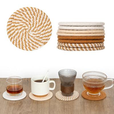 Boho Baumwoll-Untersetzer-Set mit Halter Saugfähige Hitzebeständige Tischsets für Küche Esstisch Rutschfest Wiederverwendbar Rustikales Heimdekor für Tassen Becher