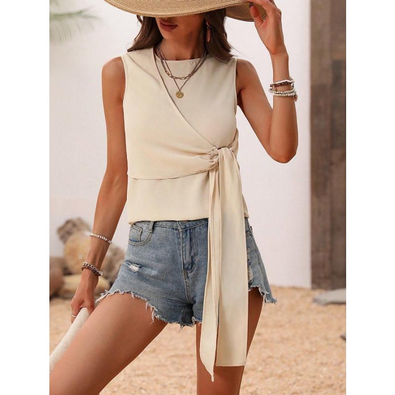 New Summer Style Loose Slim Irregular Sleeveless Shirt Feminine and Versatile Top