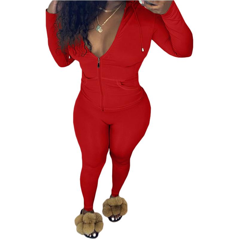 Cardigan subțire cu glugă pentru femei toamnă 2021 și costum sport casual - Stil european și american