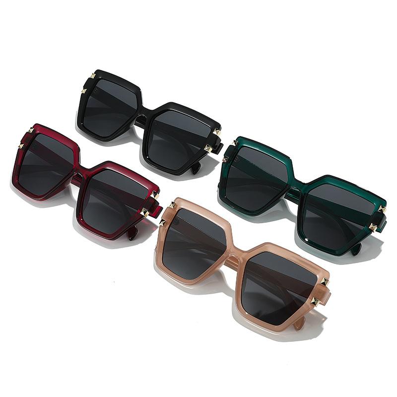 Bao Ge Glasses, Large Frame Polarized Sunglasses, Fashionable Retro Ins Street Shot Rivet Wind Tr90