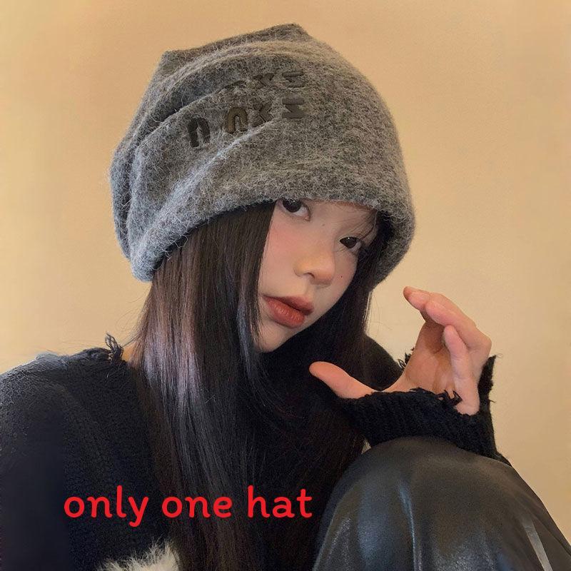 

Wool Beanie Hat For Women With Letter Print Winter Warmth And Windproof Feature
