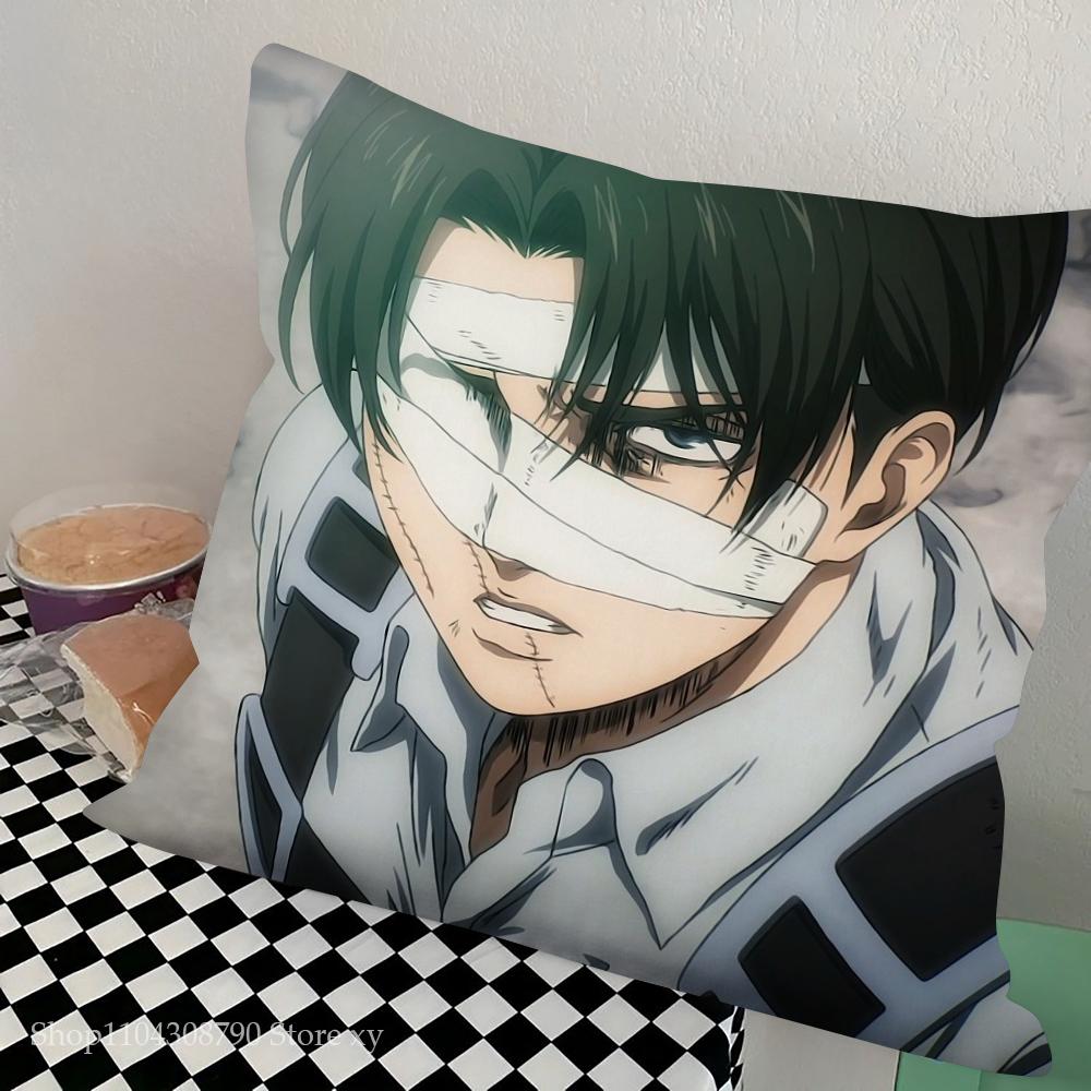 Levi Ackerman Attack On Titan Pillow Case Square Pillow Bedroom Sofa Leisure Comfort Cushion Car Living Room Home Decoration