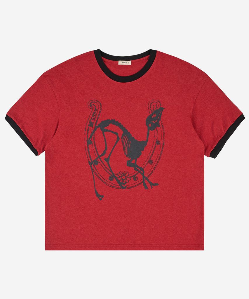 Nodi Lucky Dead Horse Ringer Crop Tee Wine Red