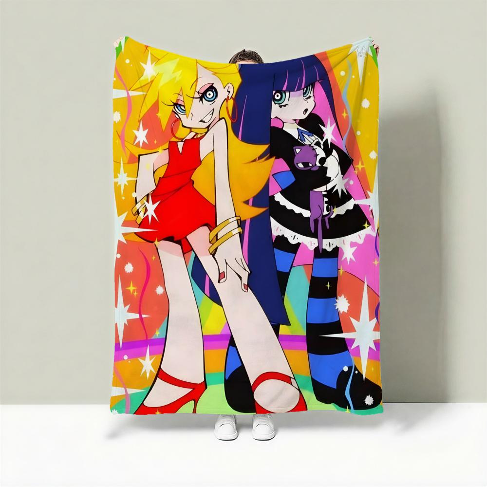 Anime P-Panty & Stocking with Garterbelt Throw Lightweight 240g Flannel Blanket Soft Skin-friendly for Summer Cooling 75X95CM