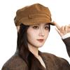 Versatile Retro British Style Beret FallSeason and ColdSeason Leather Velvet DailyWear and Styleable Navy Hat Outside Windproof Warm BrandNewspaper
