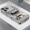 Metallic Gloss Silver For Apple Pattern Glass Phone Case For iPhone 11 12 13 14 15 16 17 18 Pro Max Plus Air Electroplate Cover