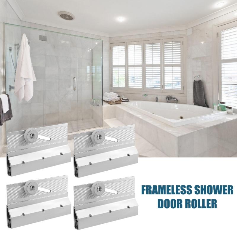 4pcs Adjustable Shower Door Rollers for 1/4 In Thick Glass Ensuring Level Installation Using Ball Bearing