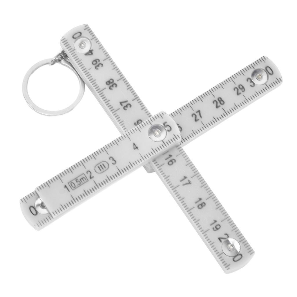 2Pcs ABS Folding Ruler Portable 0.5m Foldable Ruler with Key Ring for Carpentry Laying Tiles