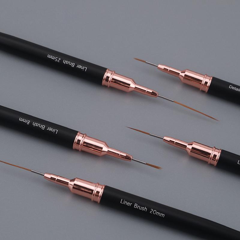 5Pcs Nail Art Liner Brushes Sizes Painting Nail Design Pen 4/8/12/20/25Mm Drawing Tool For Long Lines Thin Details Manicure Pen